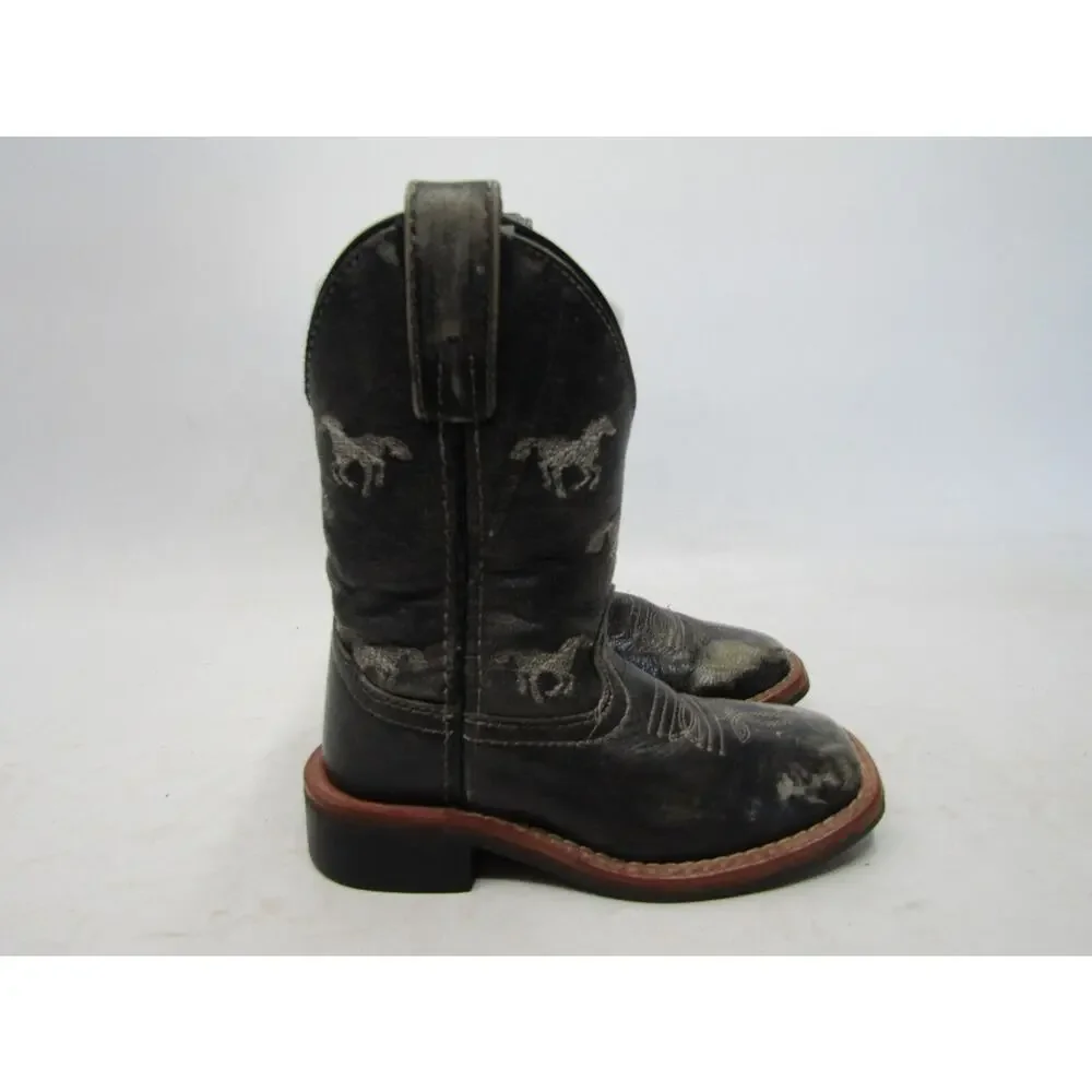 Smoky Mountain Little Kids Youth Size 10 R Black Western Cowboy Boots